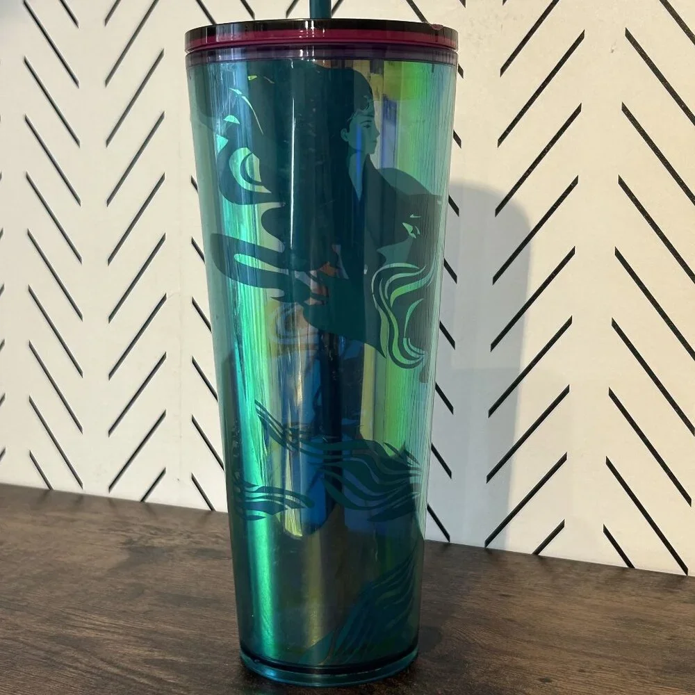 Starbucks 2023 Holographic Teal Glacier Oil Slick Siren Mermaid Cup Cold Tumbler